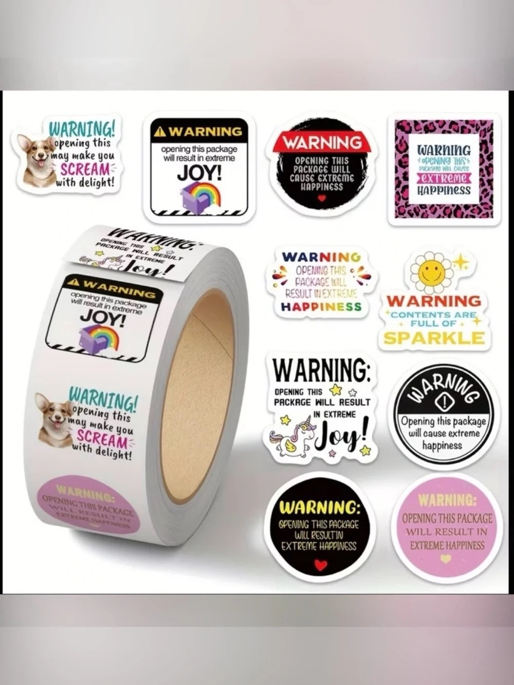 2 Roll of 500 Warning this Package Stickers